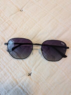 Quay Black Frame Sunglasses with Purple Gradient Lenses